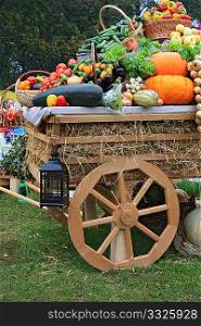 cart with vegetable on rural market