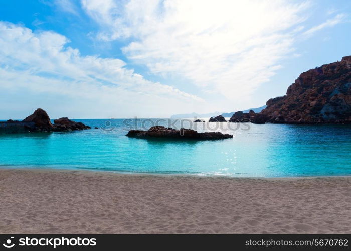 Cartagena Cala Cortina beach sunset in Mediterranean Murcia at Spain