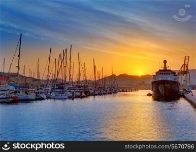 Cartagena Murcia port marina sunrise in Mediterranean Spain