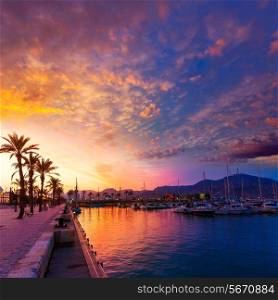 Cartagena Murcia port marina sunset in Mediterranean Spain
