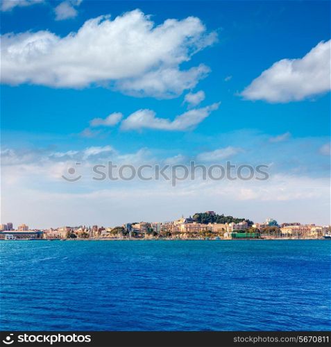 Cartagena skyline in Murcia at Mediterranean sea of Spain