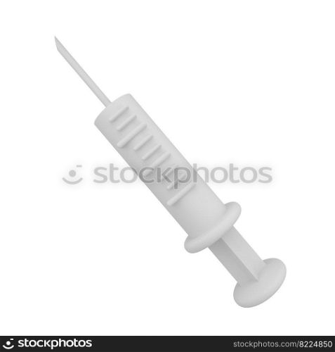 Cartoon 3d syringe close-up on white background. 3d rendering. Cartoon 3d syringe close-up on white background. 3d rendering.