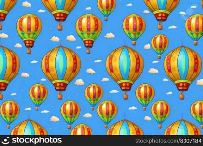 Cartoon Air Baloons Seamless Pattern Background, Tourism and Journey Flat Style Design. illustration. High quality illustration. Cartoon Air Baloons Seamless Pattern Background, Tourism and Journey Flat Style Design. illustration