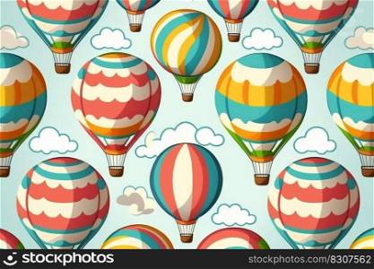 Cartoon Air Baloons Seamless Pattern Background, Tourism and Journey Flat Style Design. illustration. High quality illustration. Cartoon Air Baloons Seamless Pattern Background, Tourism and Journey Flat Style Design. illustration
