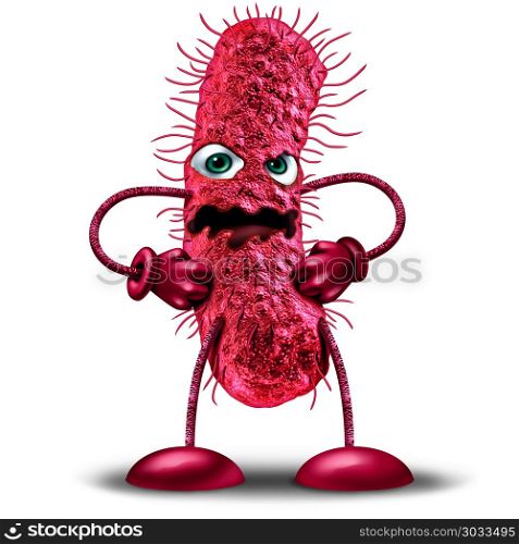 Cartoon bacteria character as a red disease monster creature as a health medicine or medical pathology symbol as a pathogen clip art icon on a white background as a 3D illustration.. Cartoon Bacteria Character
