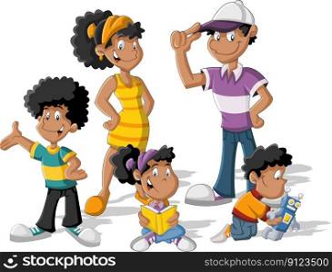 Cartoon black family