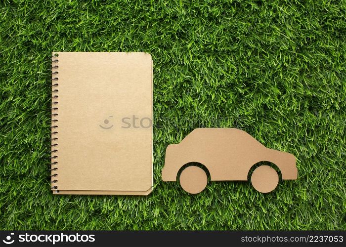cartoon car notebook grass