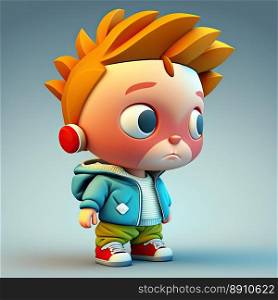 Cartoon child isolated on a color background, 3d rendering. Generative AI
