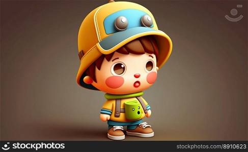 Cartoon child isolated on a color background, 3d rendering. Generative AI