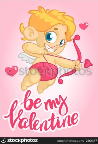 Cartoon cupid. St Valentine&rsquo;s vector postcard