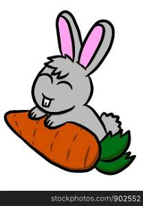 Cartoon cute rabbit on white background