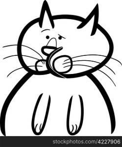 cartoon doodle illustration of cat or kitten for coloring book