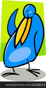 cartoon doodle illustration of cute blue bird