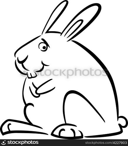 cartoon doodle illustration of cute bunny for coloring book