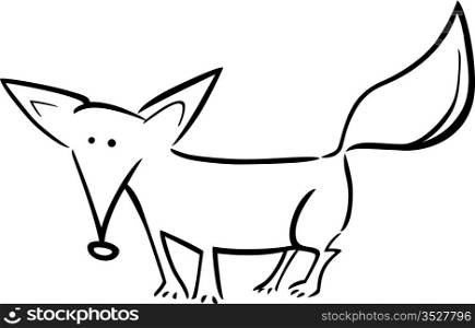 cartoon doodle illustration of cute fox for coloring book