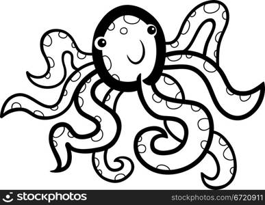 cartoon doodle illustration of cute octopus for coloring book