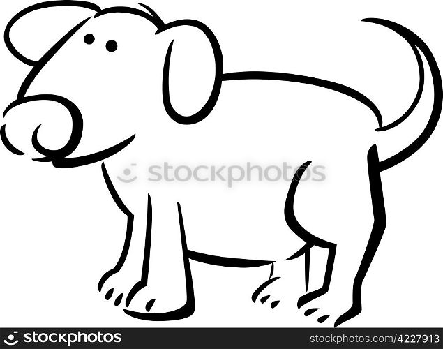 cartoon doodle illustration of dog for coloring book