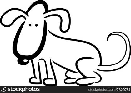 cartoon doodle illustration of dog or puppy for coloring book