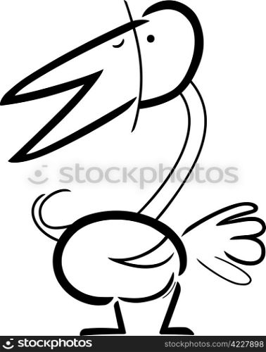 cartoon doodle illustration of funny bird for coloring book