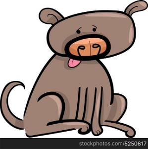 cartoon doodle illustration of funny brown dog