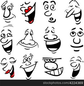 Cartoon faces and emotions for humor or comics design