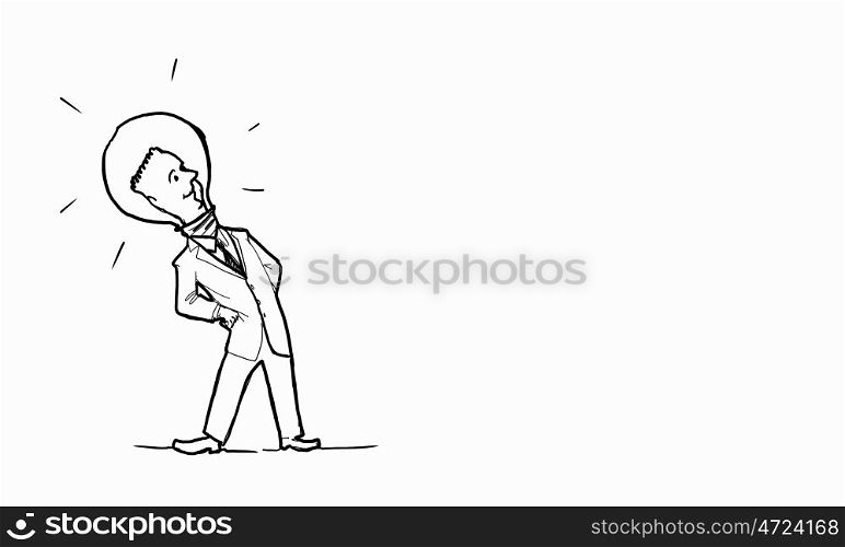 Cartoon funny man. Caricature of funny businessman on white background