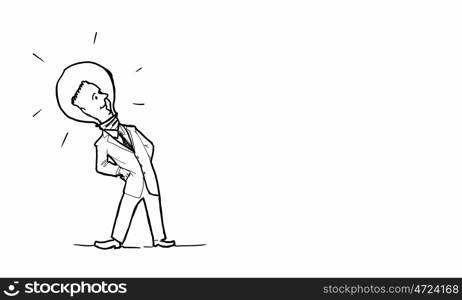 Cartoon funny man. Caricature of funny businessman on white background