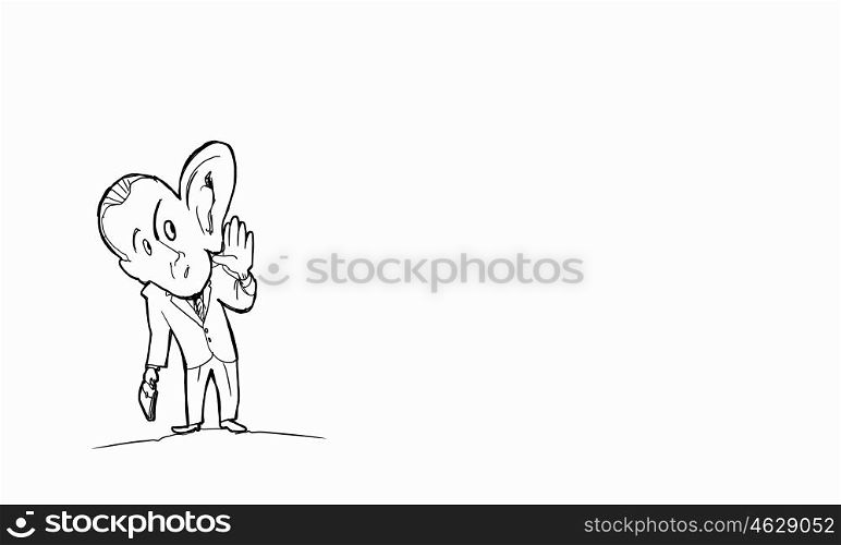 Cartoon funny man. Caricature of funny man with big ear