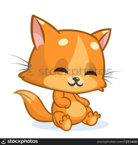 Cartoon ginger cat. Cute orange stripped cat illustration. Vector