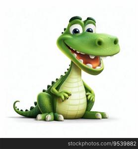 Cartoon Green Funny Crocodile. Generative ai. High quality illustration. Cartoon Green Funny Crocodile. Generative ai