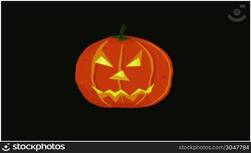 Cartoon Halloween Pumpkin With Glitch Fx Animation