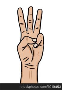cartoon hand and finger on white background
