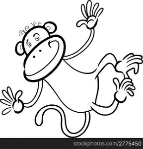 Cartoon Humorous Illustration of Cute Funny Monkey for Coloring Book
