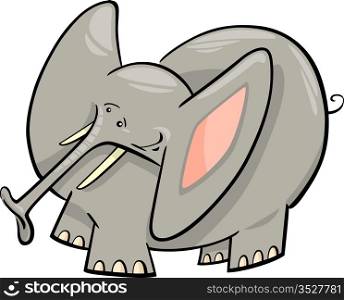Cartoon Humorous Illustration of Cute Gray Elephant