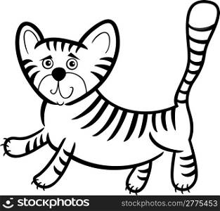 Cartoon Humorous Illustration of Cute Little Tiger for Coloring Book