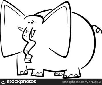 Cartoon Humorous Illustration of Funny Elephant for Coloring Book