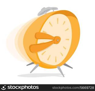 Cartoon illustration of a running alarm clock reaching deadline