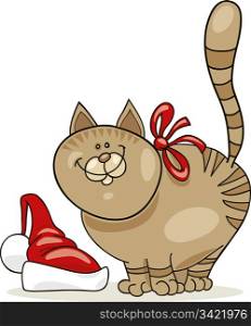 Cartoon illustration of christmas cat
