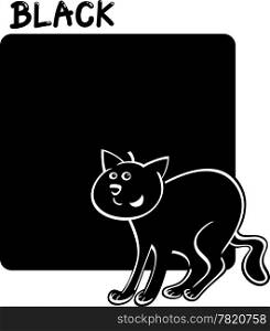 Cartoon Illustration of Color Black and Cat