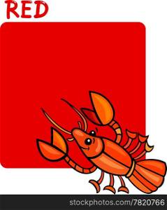 Cartoon Illustration of Color Red and Crayfish