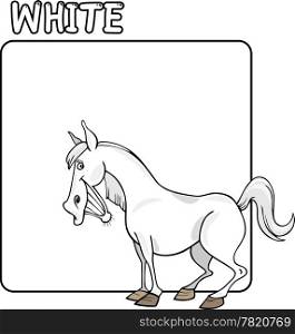 Cartoon Illustration of Color White and Horse