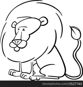 Cartoon Illustration of Cute African Lion for Coloring Book