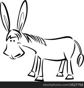 cartoon illustration of cute donkey for coloring book