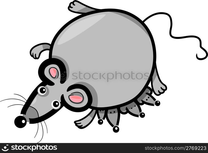 Cartoon Illustration of Cute Gray Mouse Mother with Little Babies
