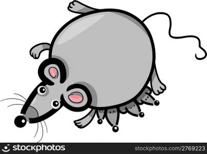 Cartoon Illustration of Cute Gray Mouse Mother with Little Babies