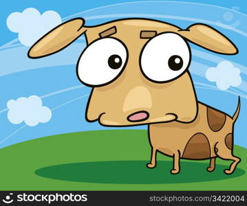 cartoon illustration of cute little doggy