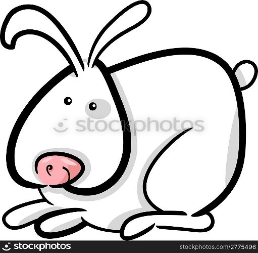Cartoon Illustration of Cute Little White Bunny