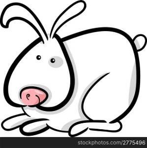 Cartoon Illustration of Cute Little White Bunny