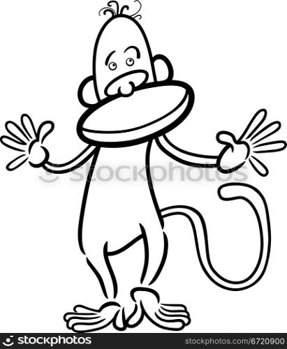 cartoon illustration of cute monkey for coloring book