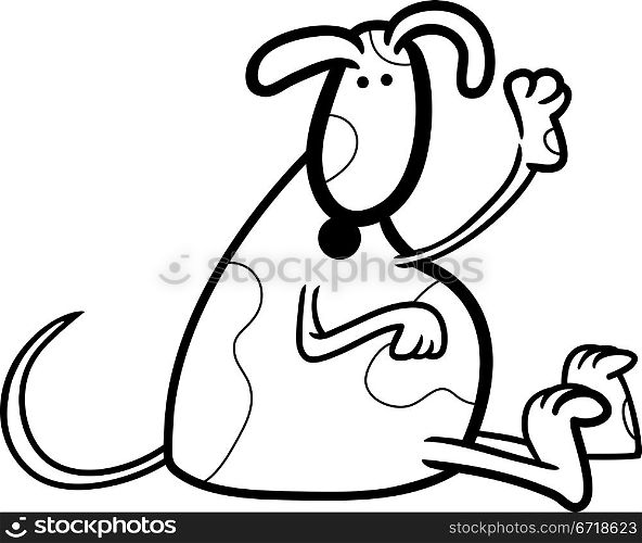 cartoon illustration of cute spotted dog or puppy for coloring book